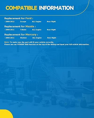 Miniatura 3 de PHILTOP 751-713 Conjunto de regulador y motor de la ventana eléctrica del lado del pasajero trasero para Escape 2008-2012, Mariner 2008-2011,