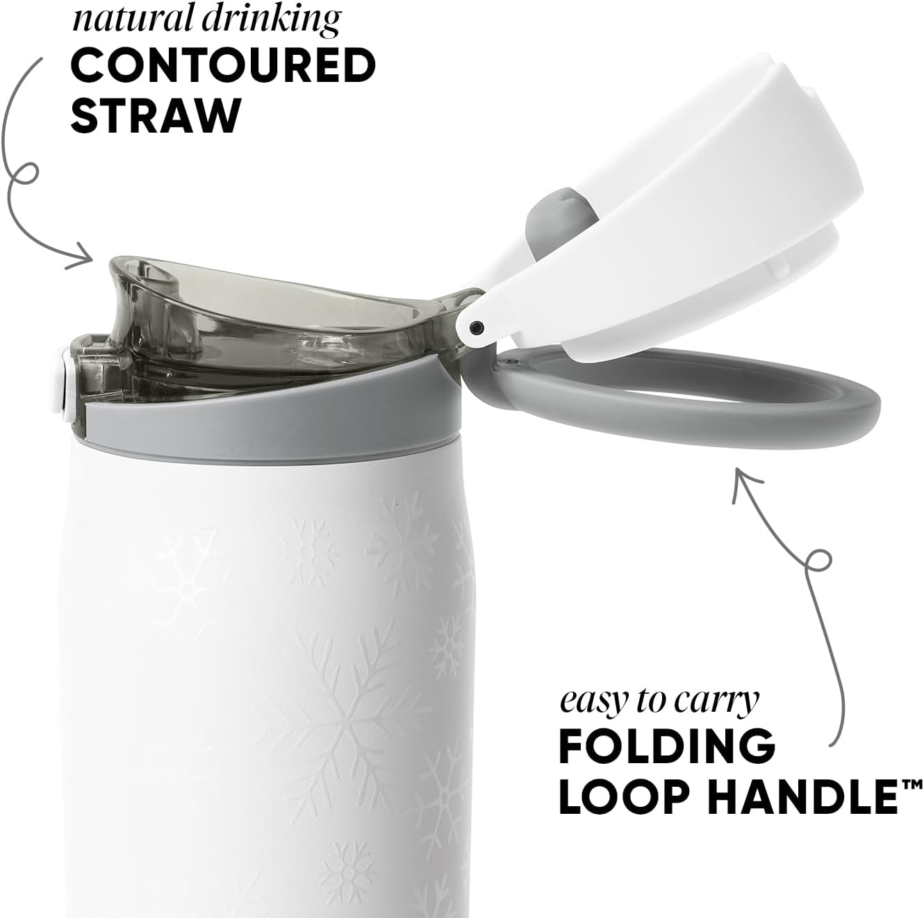 Simple Modern Mesa Loop | Christmas Water Bottle with Straw | 30oz Cup Holder Friendly Insulated Stainless Steel Bottles for Travel, School | Holiday Gifts for Women Men Her Him | Frosty Snowflakes