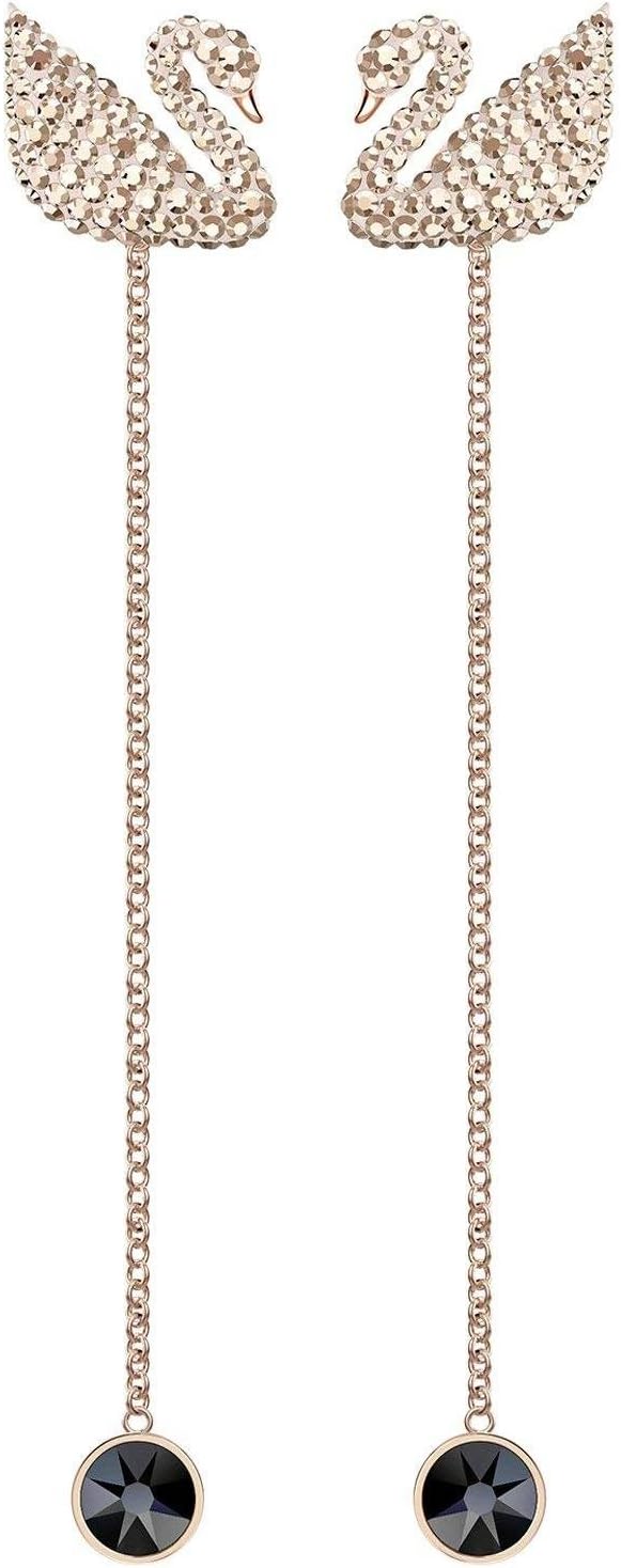 Swarovski Womens Iconic Swan Pierced Earrings Pink One Size