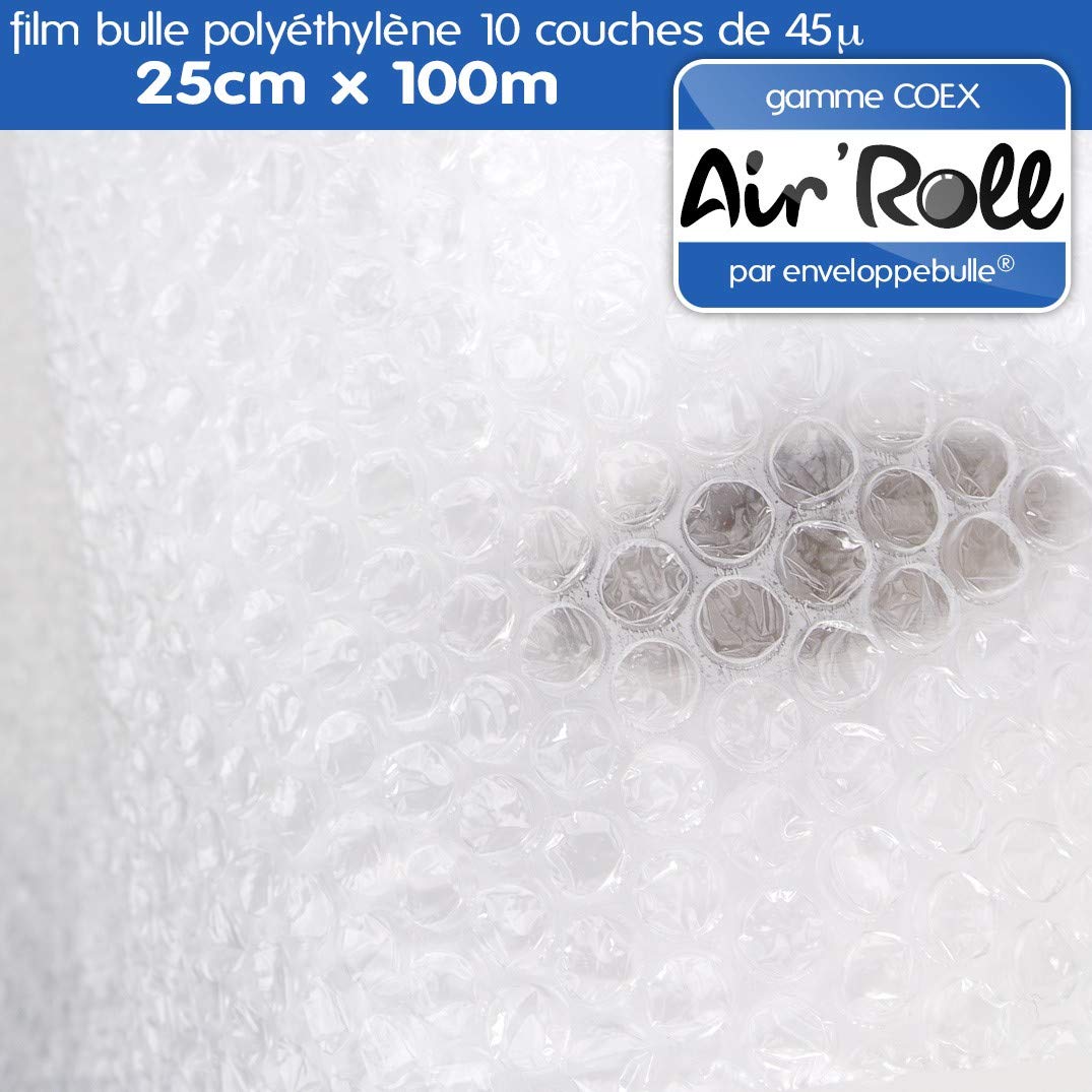 enveloppebulle Lot de 6 rouleaux de film bulle d'air largeur 25cm x longueur 100m - gamme Air'Roll COEX
