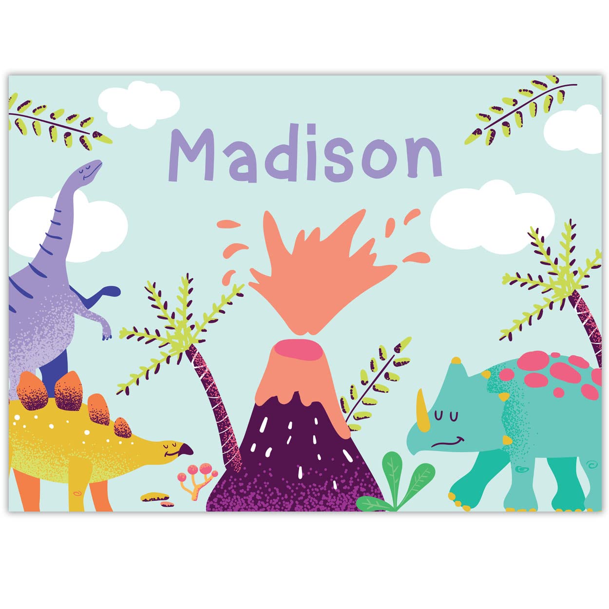 Paper Themes Girls Cute Dinosaur Personalised Messy Mat Plastic Table Cloth Wipe Clean Protect Your Table And Floor From Spills And Accidents ((L) 110 X 75 Cm, )
