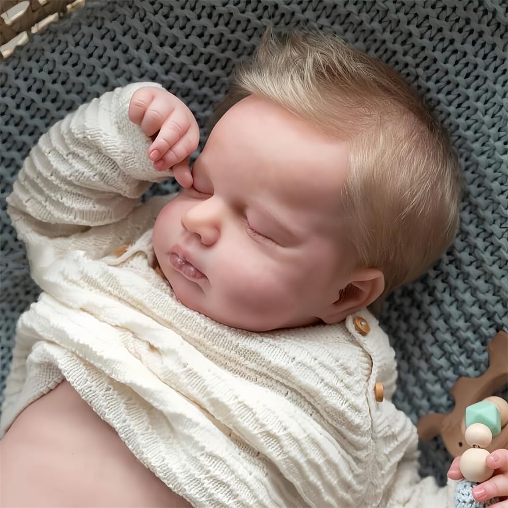 Bambole Reborn Femmina 19 pollici Bambole Reborn Realistica Lavabili a Mano corpo in Vinile Morbido Sembra un vero Bambino Occhi Chiusi Originali