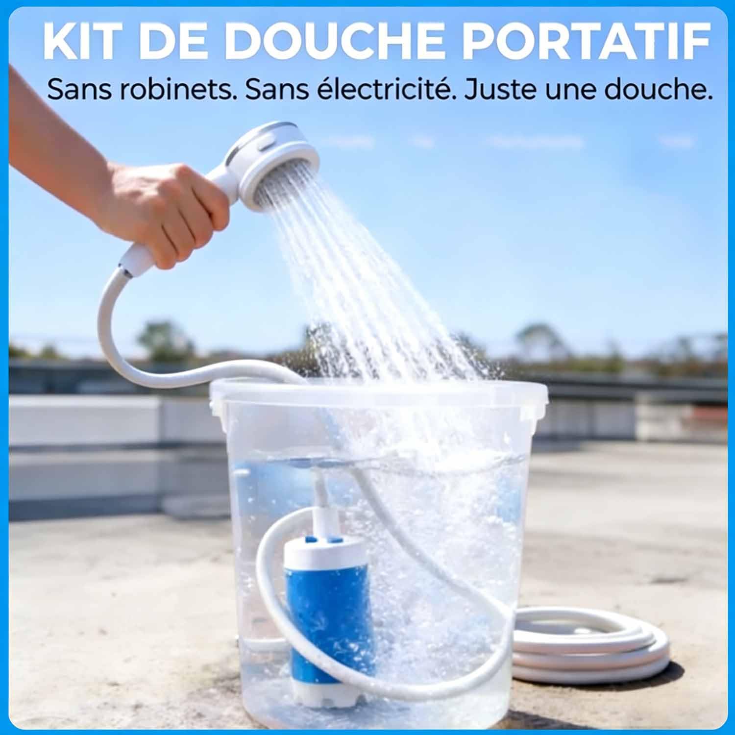 Cozidia Douche Portable - Douche Portable Rechargeable électrique Pour Bain D'extérieur 2026, Kit Douche Rechargeable USB, Débit Réglable, Solution Compacte Pour Camping, Randonnée Et Voyage (Norme)