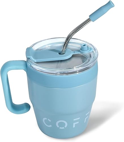 Miniatura 11 de Taza de café aislada con asa, bonita taza de viaje de 14 onzas, taza de café de acero inoxidable al vacío, para mantener las bebidas calientes