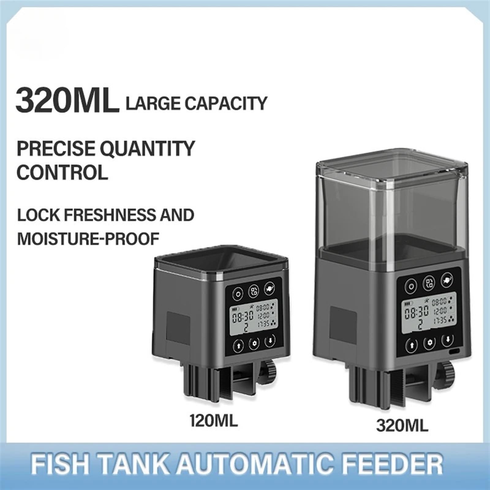 Karmnik dla ryb stawowych, Automatyczny podajnik dla ryb z ekranem LED LCD Automatyczny podajnik o dużej pojemności 320 ml Inteligentny podajnik czasowy dla ryb Karmienie ryb(320ml)