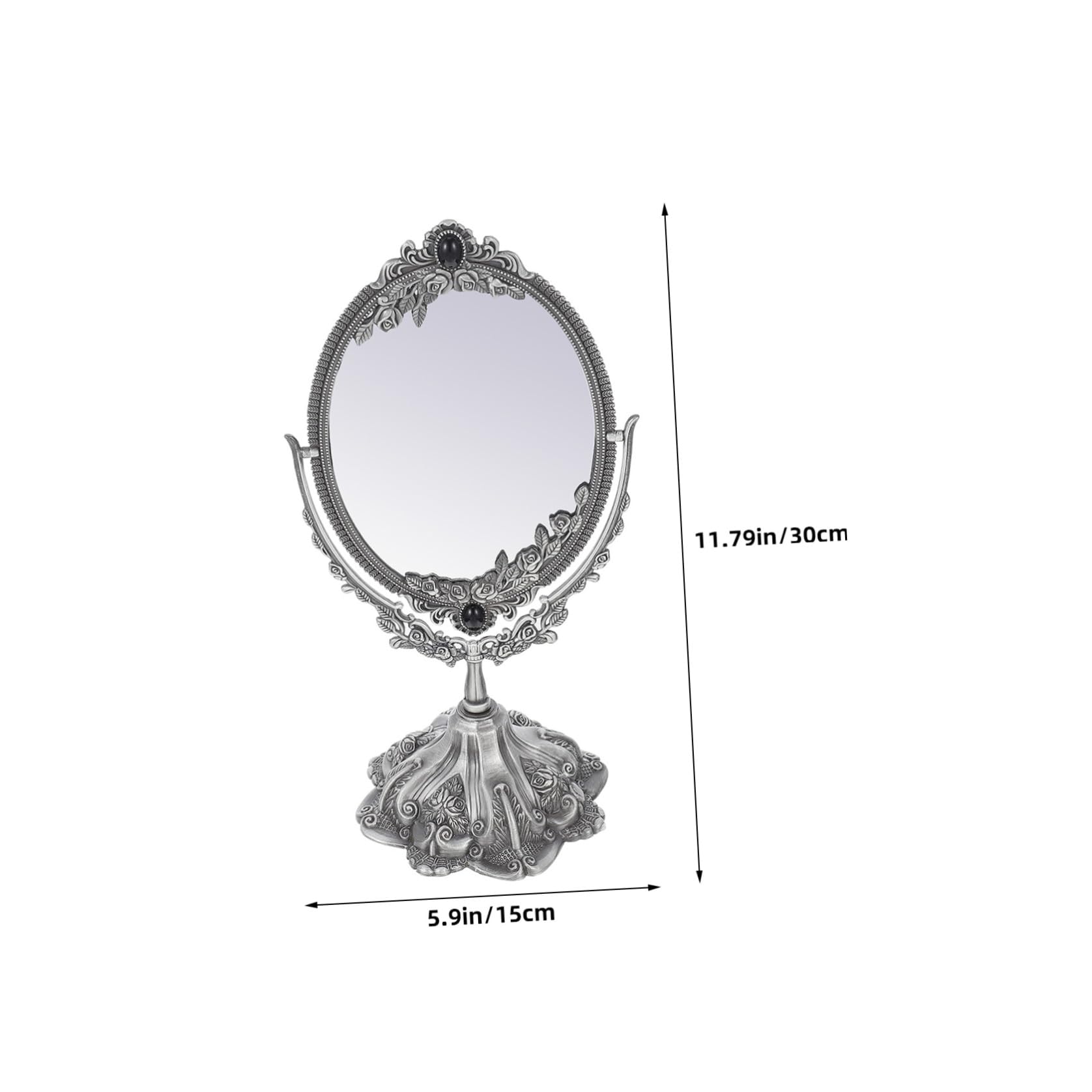 DOITOOL Espejo De Maquillaje De Doble Cara Espejo De Maquillaje Decorativo Decoraciones De Mesa Espejo Decorativo Antiguo Espejos Ovalados Princesa Decoración Boda Aleación De Zinc Tocador