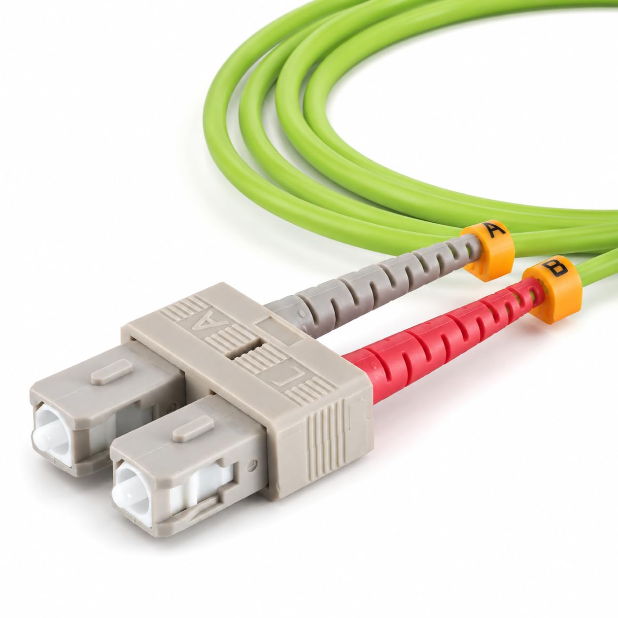 1 câble de brassage duplex OM5 LWL DX de 30 m, SC/UPC - SC/UPC MM multimode - 50/125 µm LSZH vert citron