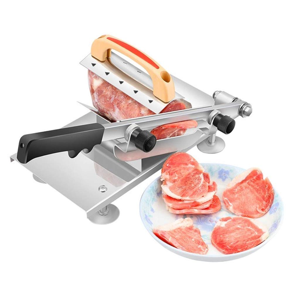 Affettatrice manuale in acciaio inox, spessore regolabile 0,3 mm-15 mm, per carne congelata/rotoli di montone/taglio di bovini grassi