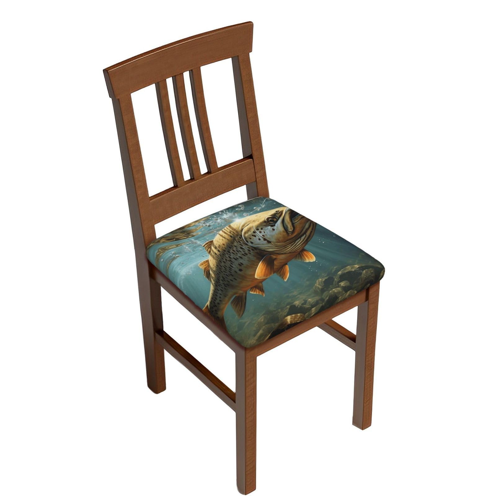 Fodpand Six Piece Fish Square Stool Covers Stretch Removable Square Bar Stool Seat Covers Washable Dustproof Stool Cushion Slipcover Soft Milk Silk Bar Chair Covers With Band