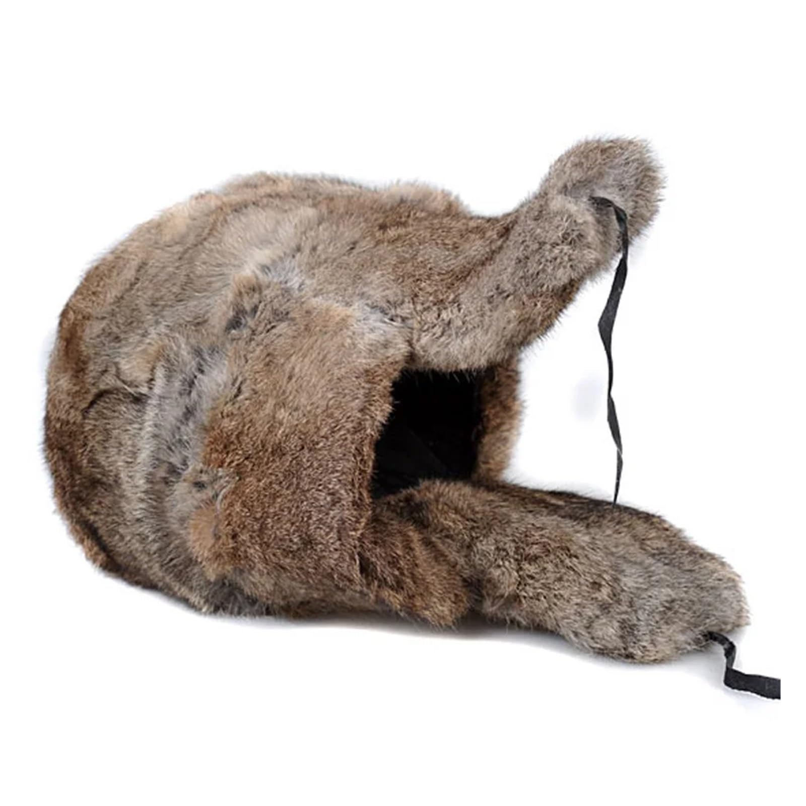 Rabbit Fur Cap Man Winter Genuine 100% Bomber Hat Windproof Warm Earmuffs Male Flat Grey/Black Russian Fitted