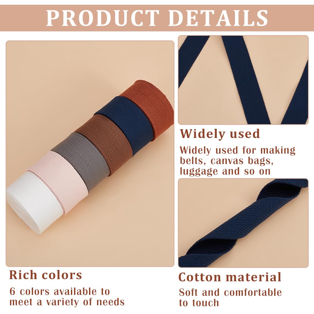 PH Pandahall 16 Iarde Nastro Di Cotone In 8 Colori - Fettuccia Larga 38mm Per Cucito, Borse, Arti E Mestieri