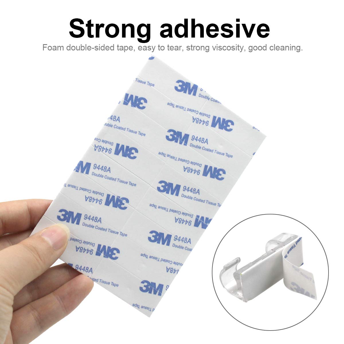 40 Clip Per Cavi Con Adesivo Da 7mm | Fermacavi Per Parete, Scrivania, TV, PC, Casa E Ufficio - Foto 2