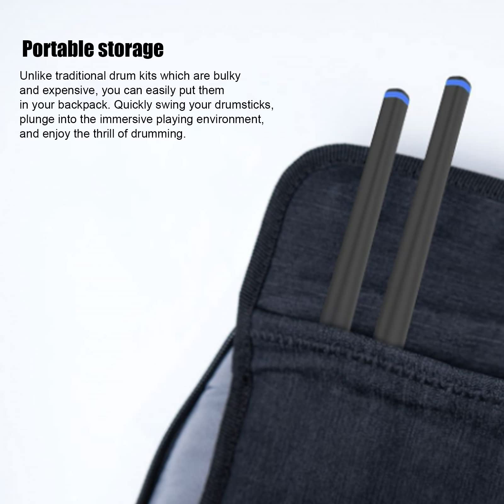 Baquetas Electrónicas, Batería de Aire Inalámbrica Portátil, Kit de Batería Somatosensorial, Herramienta de Instrumentos de Percusión para Estudio, Espacio de Trabajo