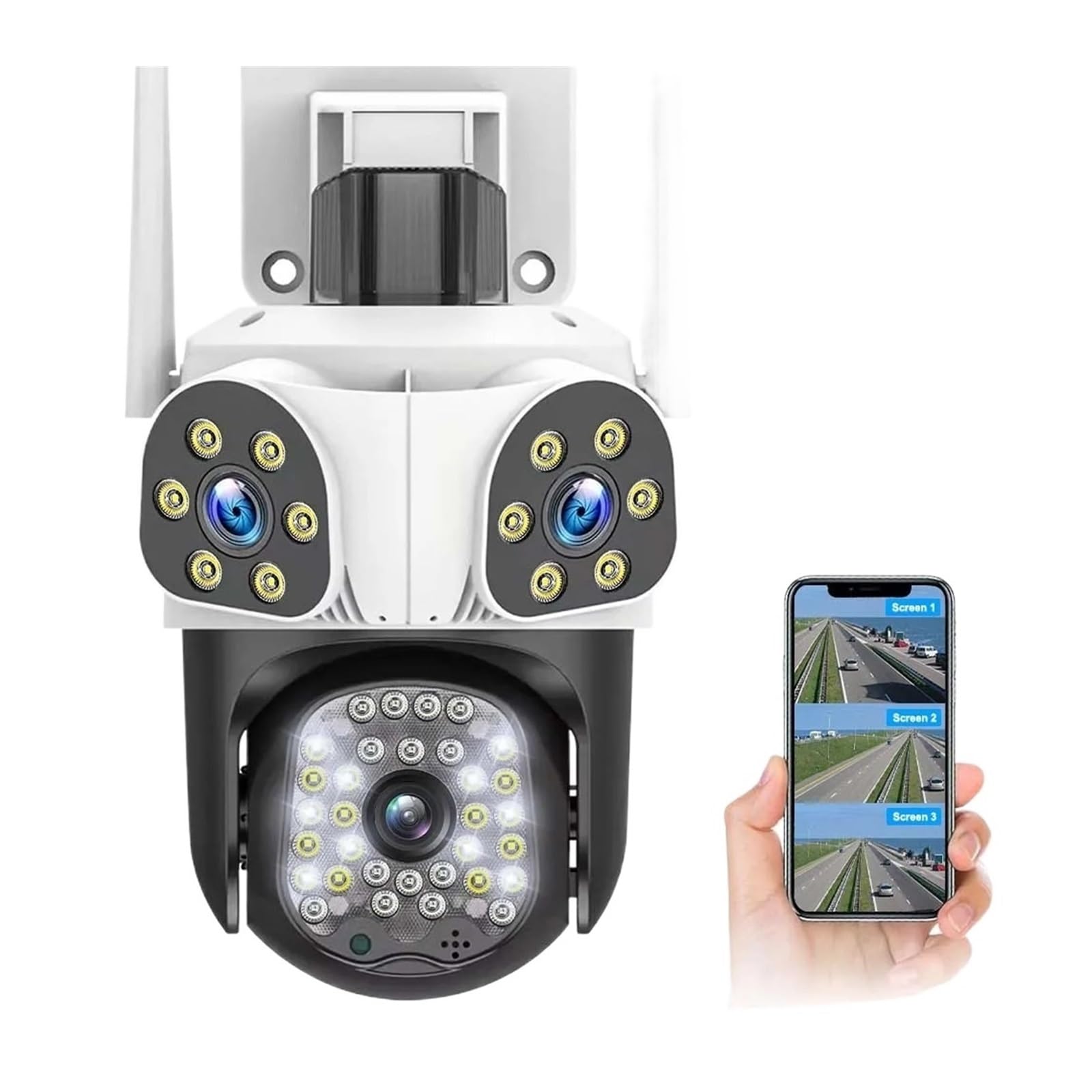 Kamera IP 15MP z trzema obiektywami 4X Zoom zewnętrzna bezprzewodowa kamera do monitoringu inteligentna ochrona bezpieczeństwa kamery monitorujące PTZ CCTV(15MP Camera)