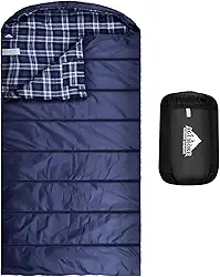 AGEMORE Saco de dormir de flanela de algodão para adultos, saco de dormir leve de algodão XXL para acampamento, mochila ou caminhada, resistente à água, saco de dormir de 3 a 4 estações para clima