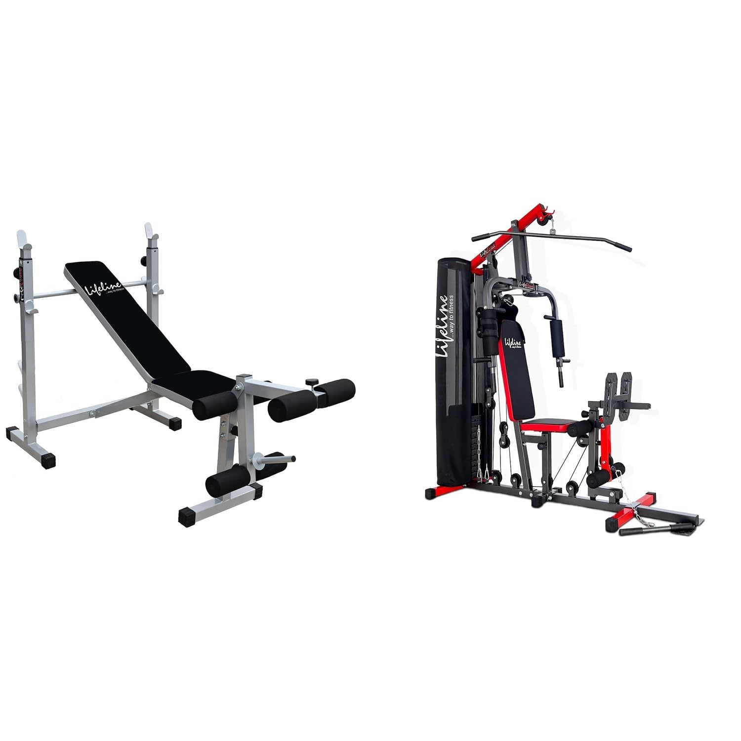 Life Line Home Gym Combo HG-008 Multi Gym Leg Press Machine with 72kg Weight Stack | LB-305 Adjustable Flat Incline Decline Gym Bench for Home | Home Gym Equipment | Free Home Installation-image-27