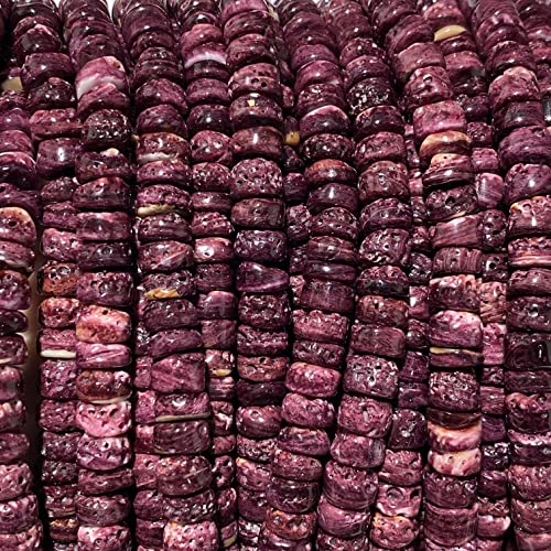 Abcgems Gem-Quality Mexican Purple-Violet Spiny Oyster Shell Beads (Extremely Rare- Minimal White Part) Saltwater Seashell Diy Jewelry Making (Organic Thickness) Heishi 8Mm #TOP6