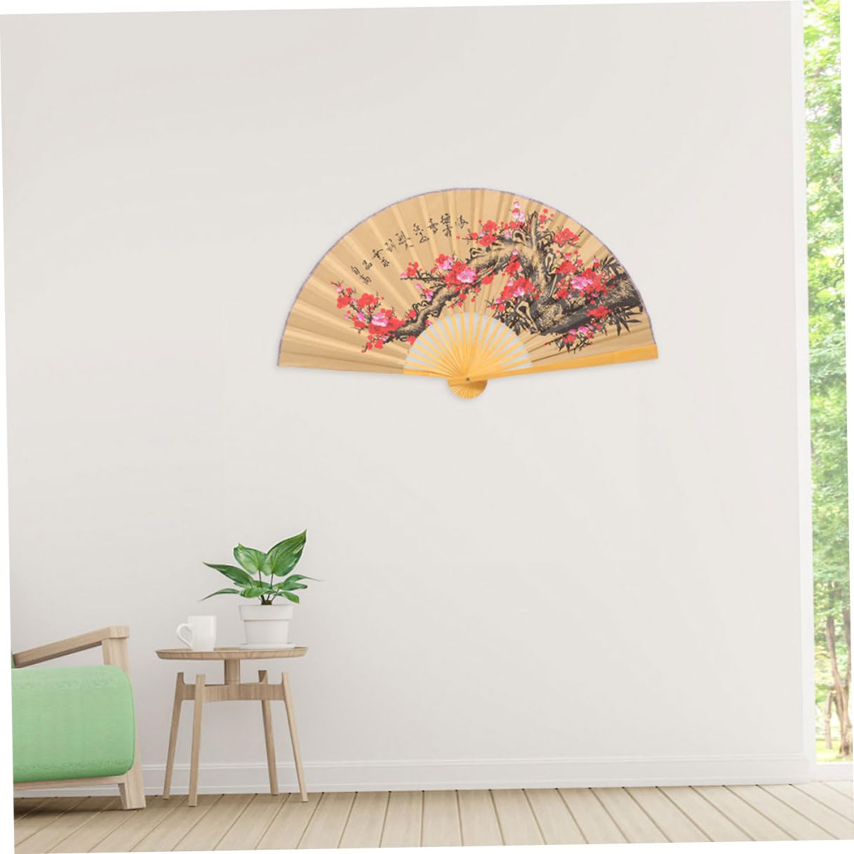 ORFOFE Abanicos Colgantes Chinos 2 Unidades 0,5x0,9 M Abanico de Pared Tradicional de Papel Diseño de Flores Rojo para Decoración de Pared en Bodas y Salón