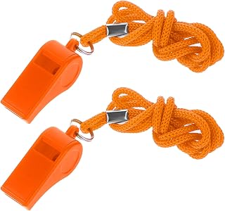 Orange Whistle, 2 Packs Whistle for Coaches, Loud Clear Crisp Referee Whistle, Plastic Coach Whistles with Lanyard, Whistle Emergency for Teacher Polices Officials Sport Training Lifeguard