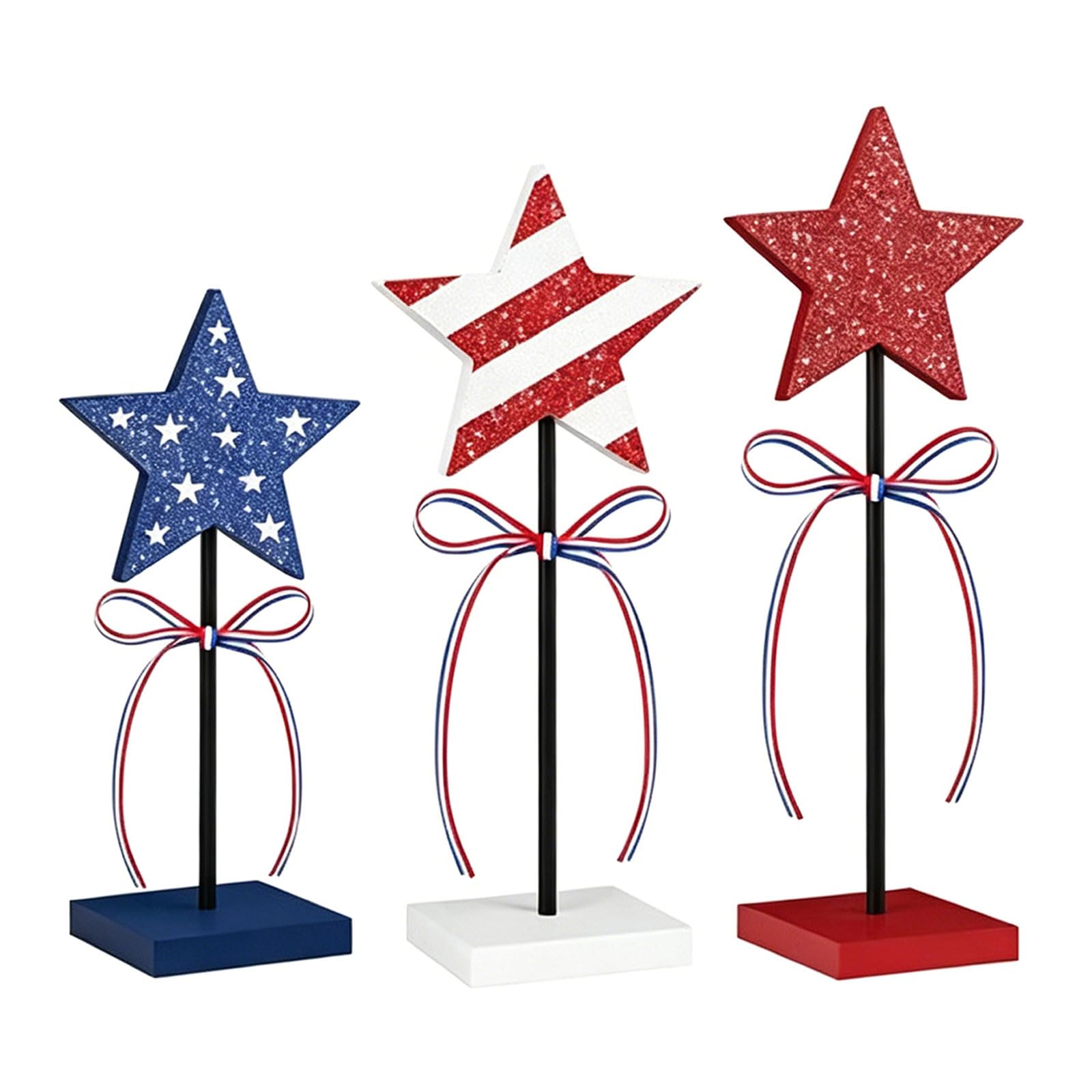 Flag Patterned Wooden Layered Tray Decor for National Celebration Party Supplies and Festive Home Accent Patriotic Centerpiece