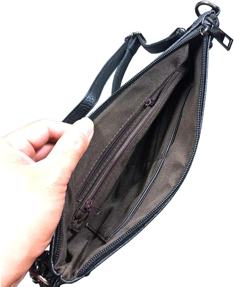 Chikencall Women Gothic Skull Rivet Clutch Purse Studded Shoulder Cross-Body Bag