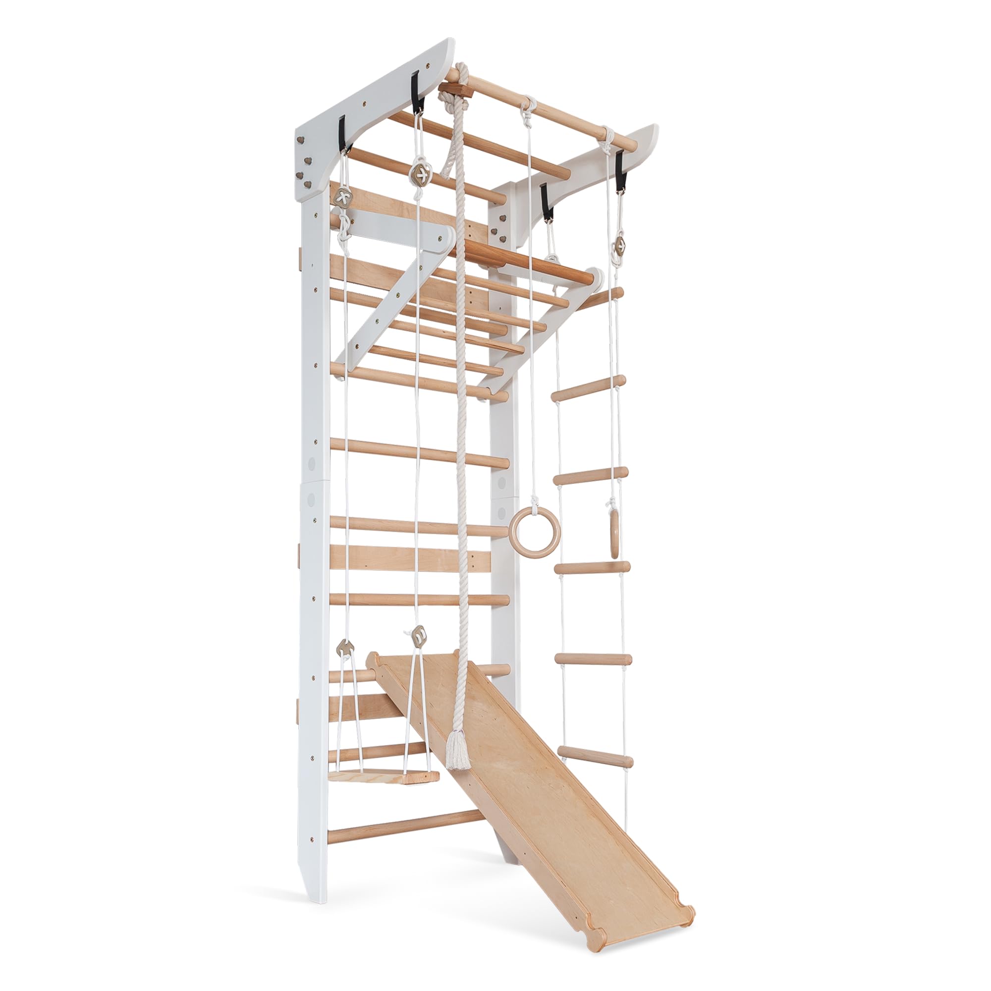 WEDANTA Wooden Swedish Ladder Wall Set – Kids Stall Bars for Exercise – Kids Swedish Gymnastic Wall Gym – Wood Stall Bar Gymnastics Playground – Best Gym for All Family