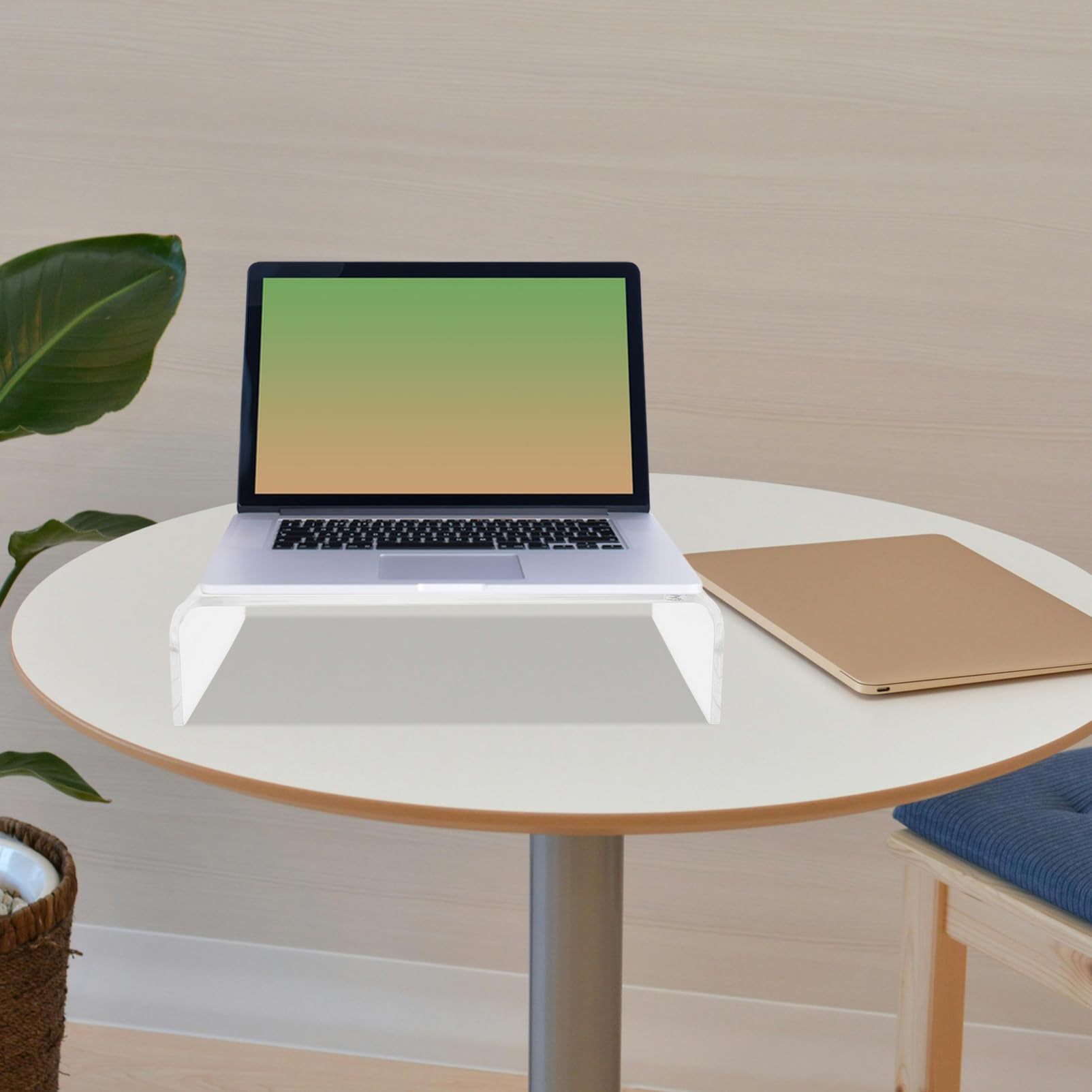 HOMSFOU Supporto per Monitor in Acrilico Trasparente per Computer da Scrivania Aumento Altezza Display e Spazio per Tastiera e Mouse