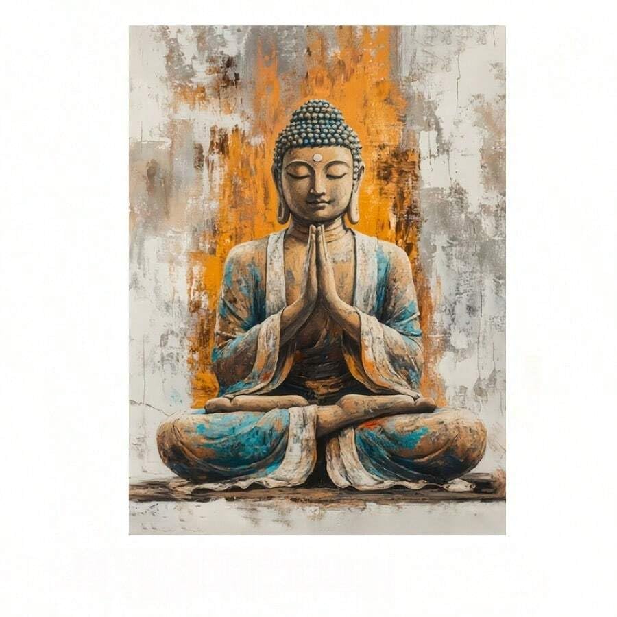 Toile de méditation Bouddha 60x80cm pour déco salon et art mural zen