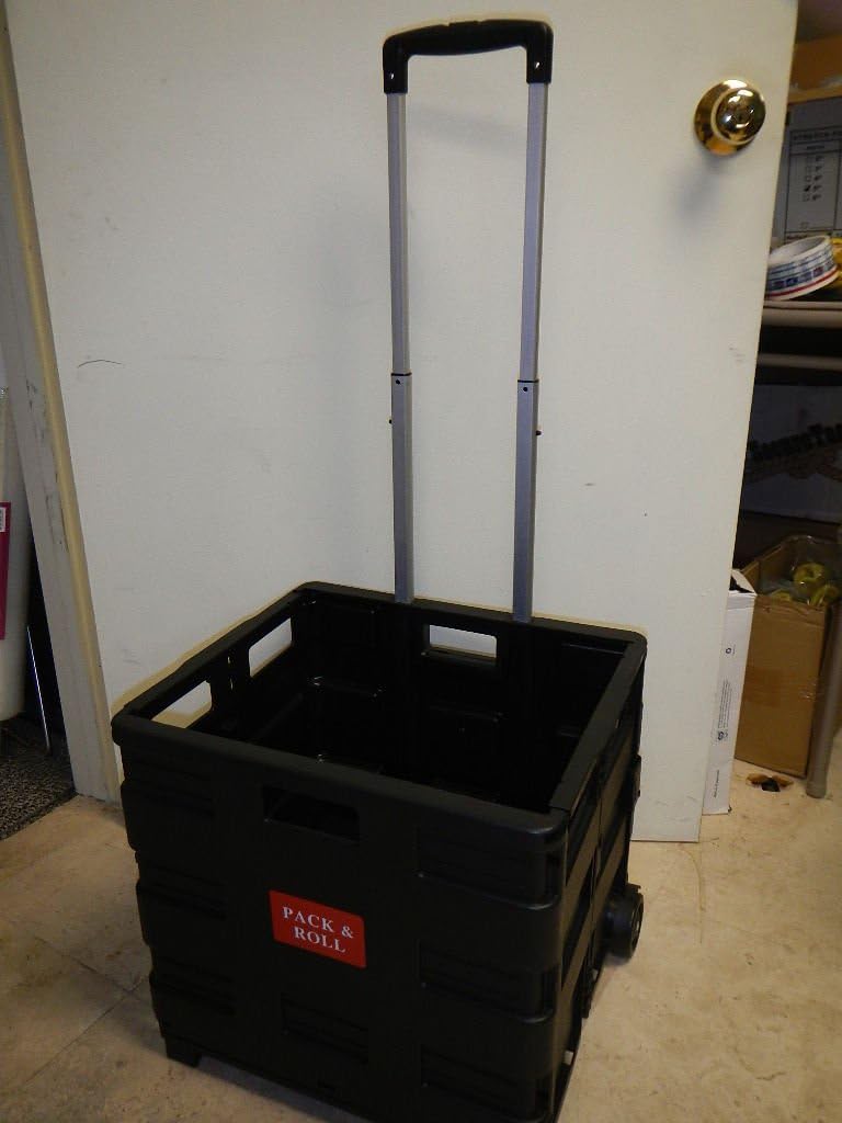 Pack and Roll Lightweight Folding Shopping and Utility Cart - Black