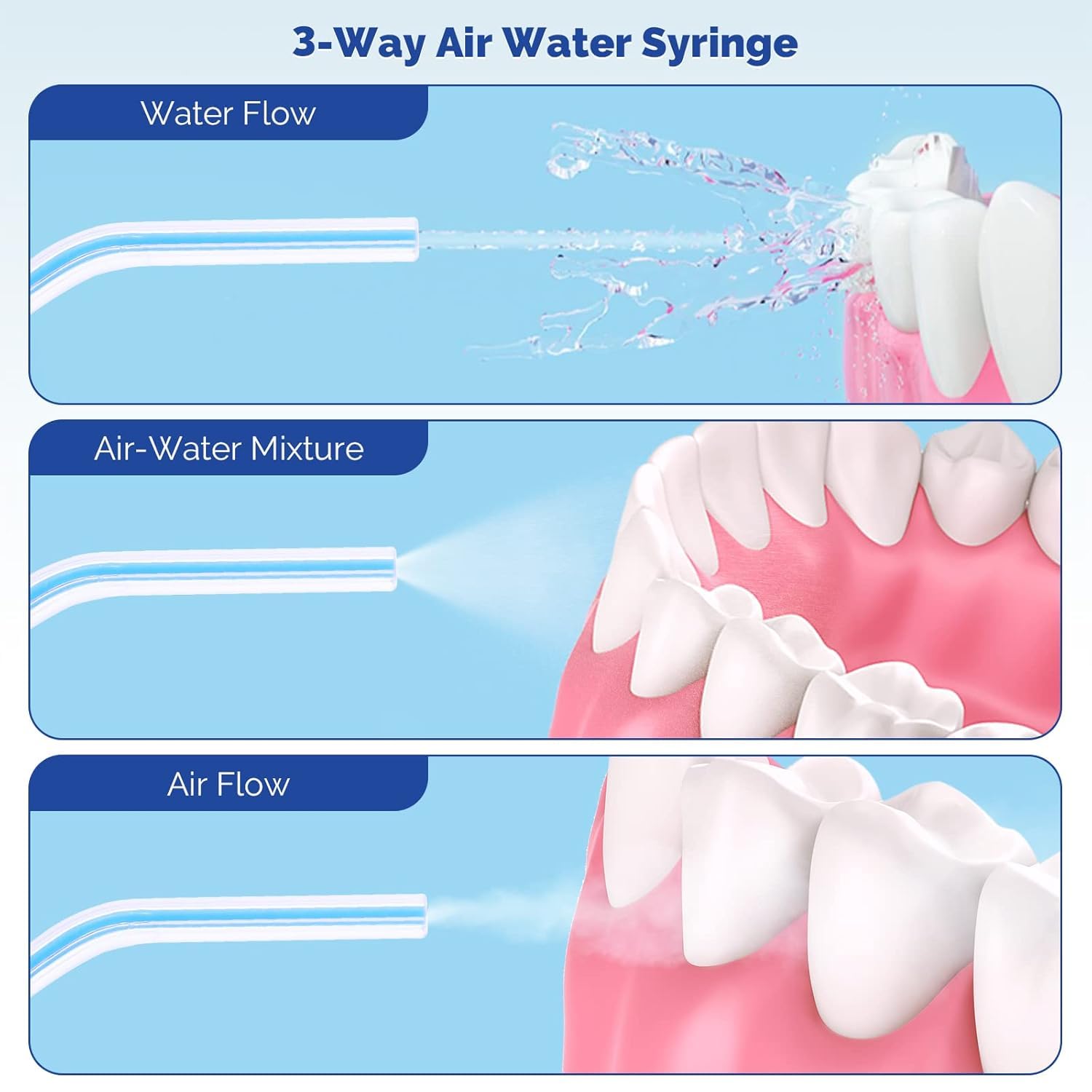 JMU 2500pcs Air Water Syringe Tips Dental, Disposable Spray Nozzles for Oral Cleaning, Rainbow 10 Bags