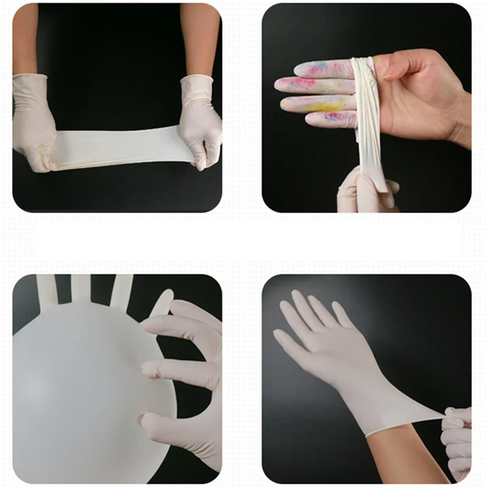 Genérico 100 guantes desechables de látex blancos for limpieza del hogar, jardín y manipulación de alimentos(S)