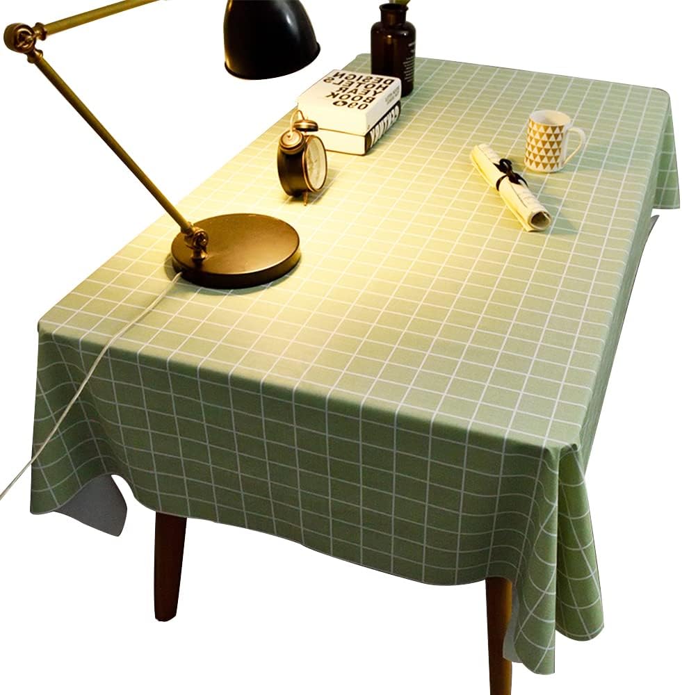 NeoStyle PVC Rectangle Tablecloth, 100% Waterproof Oil-Proof Table Cloth,Rectangle Plaid Table cover for Kitchen Dining and Outdoor Picnic (Green, 140 * 220)