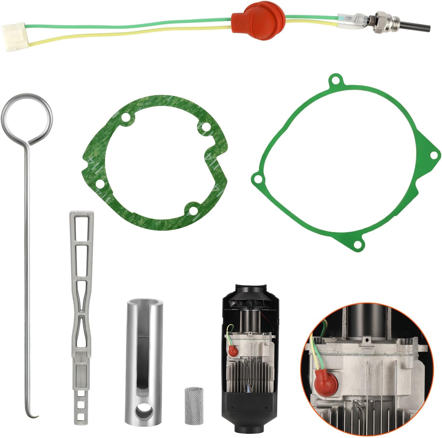 Glow Plug Repair Kit, 12V 24V 5KW 8KW Parking Diesel Heater Glow Ignition Plug Kit with Filter, Car Ceramic Heater Repair Parts Fit, Diesel Heater Accessories