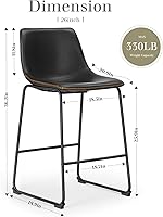 Vista 3 de DUMOS 26 Inch Counter Height Bar Stools Set of 4, Modern Faux Leather High Barstools with Back and Metal Leg, Bar Chairs for Kitchen lsland, Black