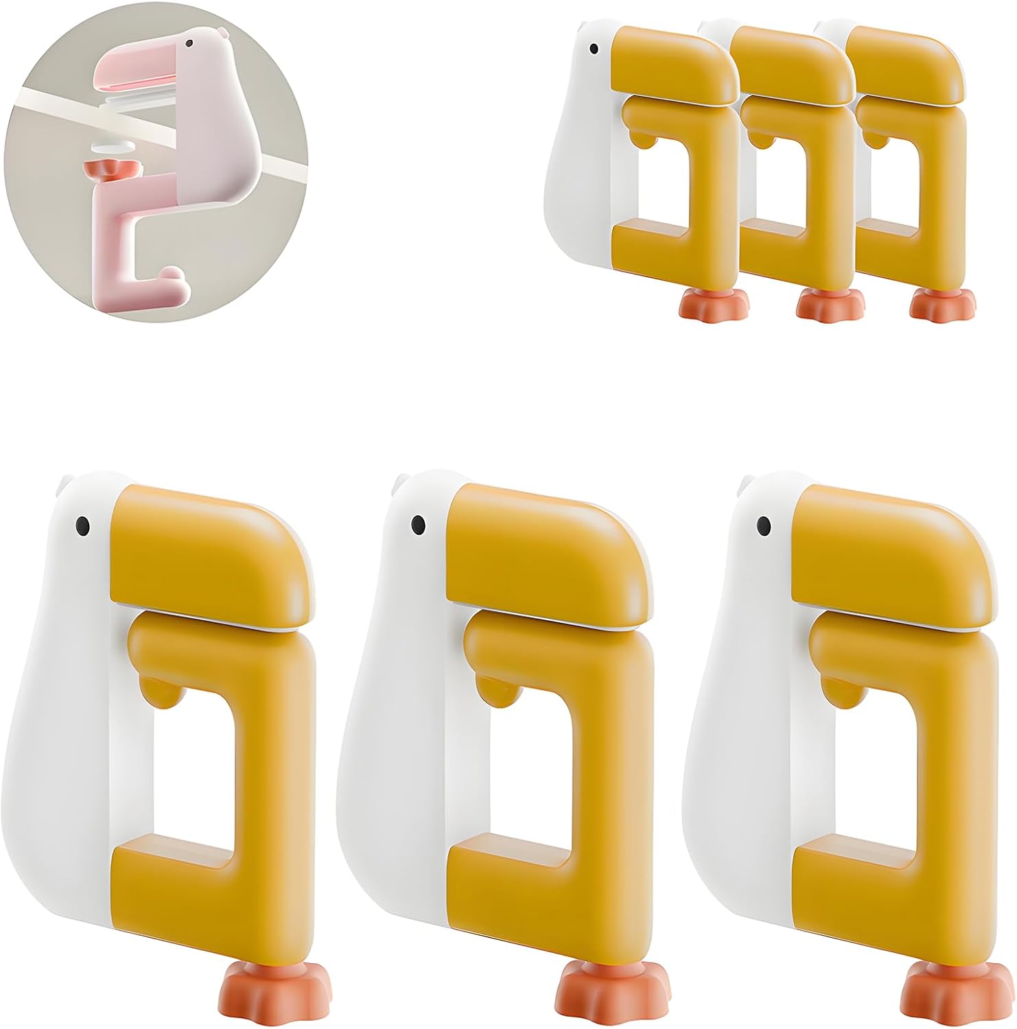 Bird Design Bag Hook - 11lbs Non-Slip Clamp, Purse Holder for Desk & Countertop (3-Pack White)