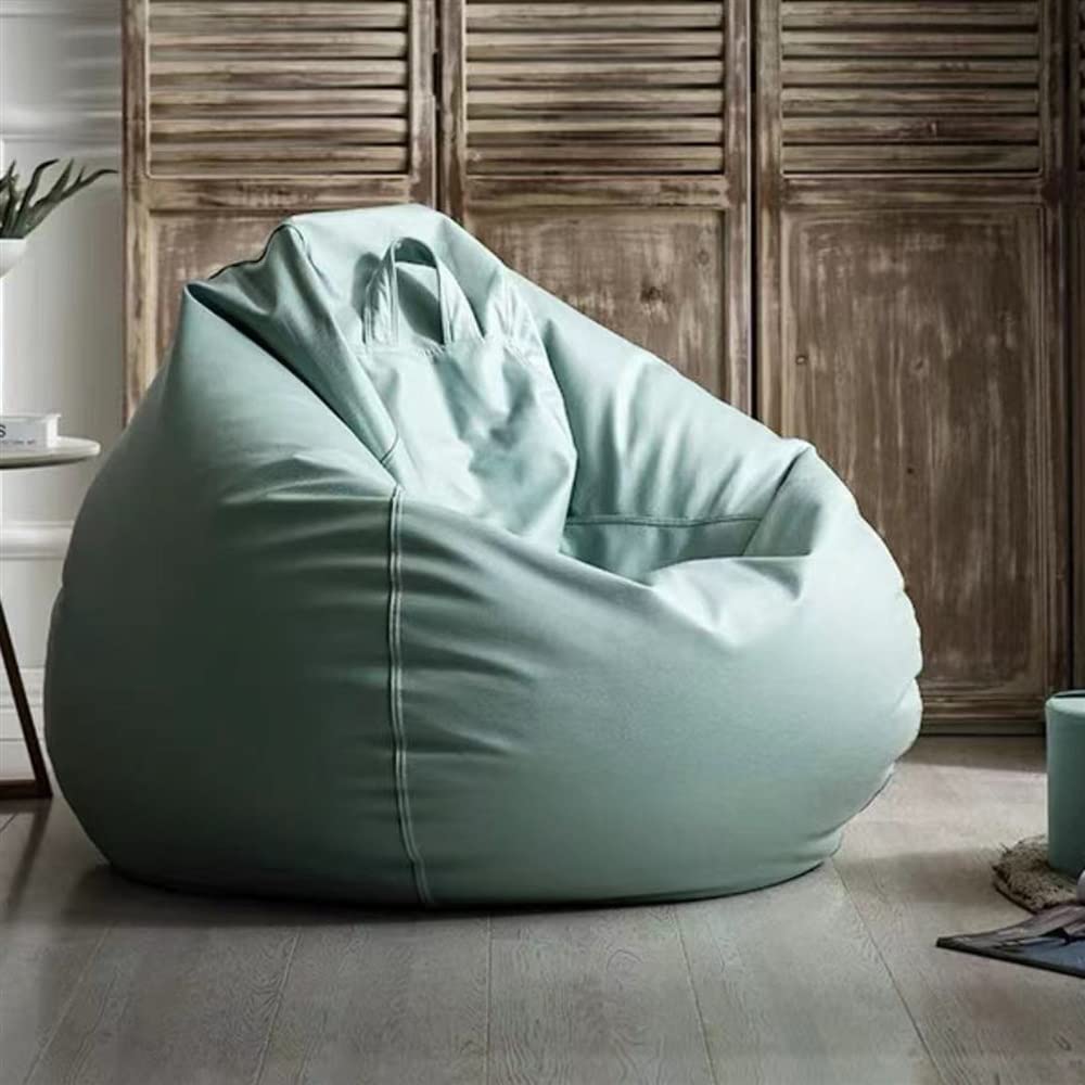 Bean Bag Chair Bean Bag Cover Big Luxury Sofa Pouf Cover Faux Leather Waterproof Lazy Bean Bag Chair No Filler Outdoor Beanbag Couch Puff For Bedroom Living Room Garden ( Color : Green , Size : 60CM )