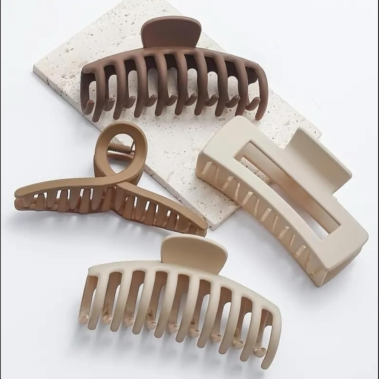 APOLLINE INDIA® 8PCS Matte Hair Claw Clips for Women Girls Hair Clips for Thick/Thin Hair – Non-Slip Pastel Aesthetic Claw Clips for Everyday Use & Styling Assorted Colour and Design 1