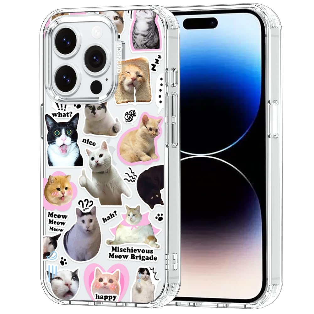 MOSNOVO Case for iPhone 14 Pro, [Buffertech 6.6ft Military-Grade Drop Protection] [Anti Peel Off Tech] Clear TPU Bumper Phone Case Cover Design - The