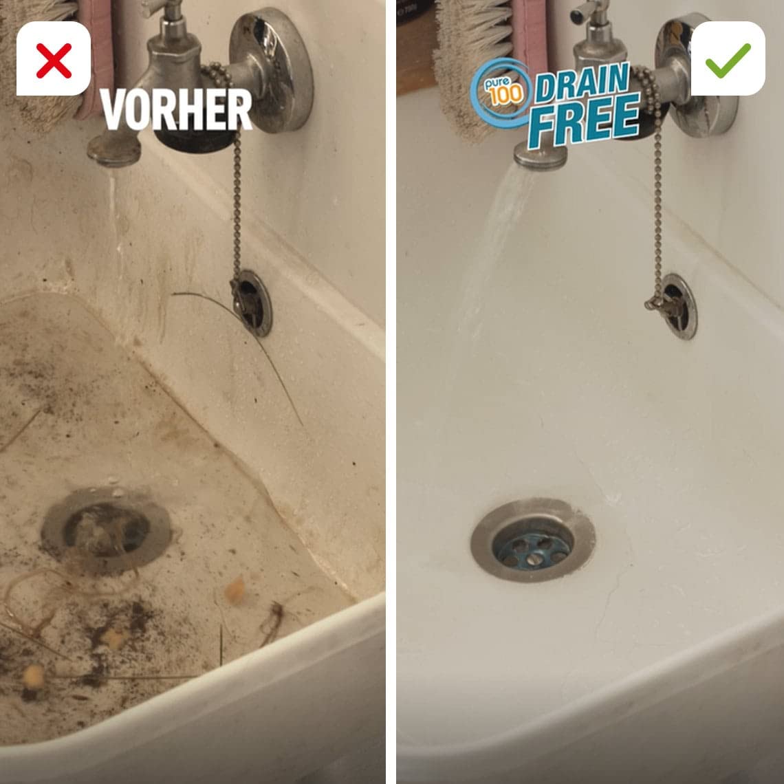 Pure100 Drain Free - kraftvoller Reinigungsschaum - beseitigt jede Verstopfung und Ablagerung in den Rohren - Abflussreiniger - entfernt üble Gerüche - ohne chemische Wirkstoffe - biologisch abbaubar