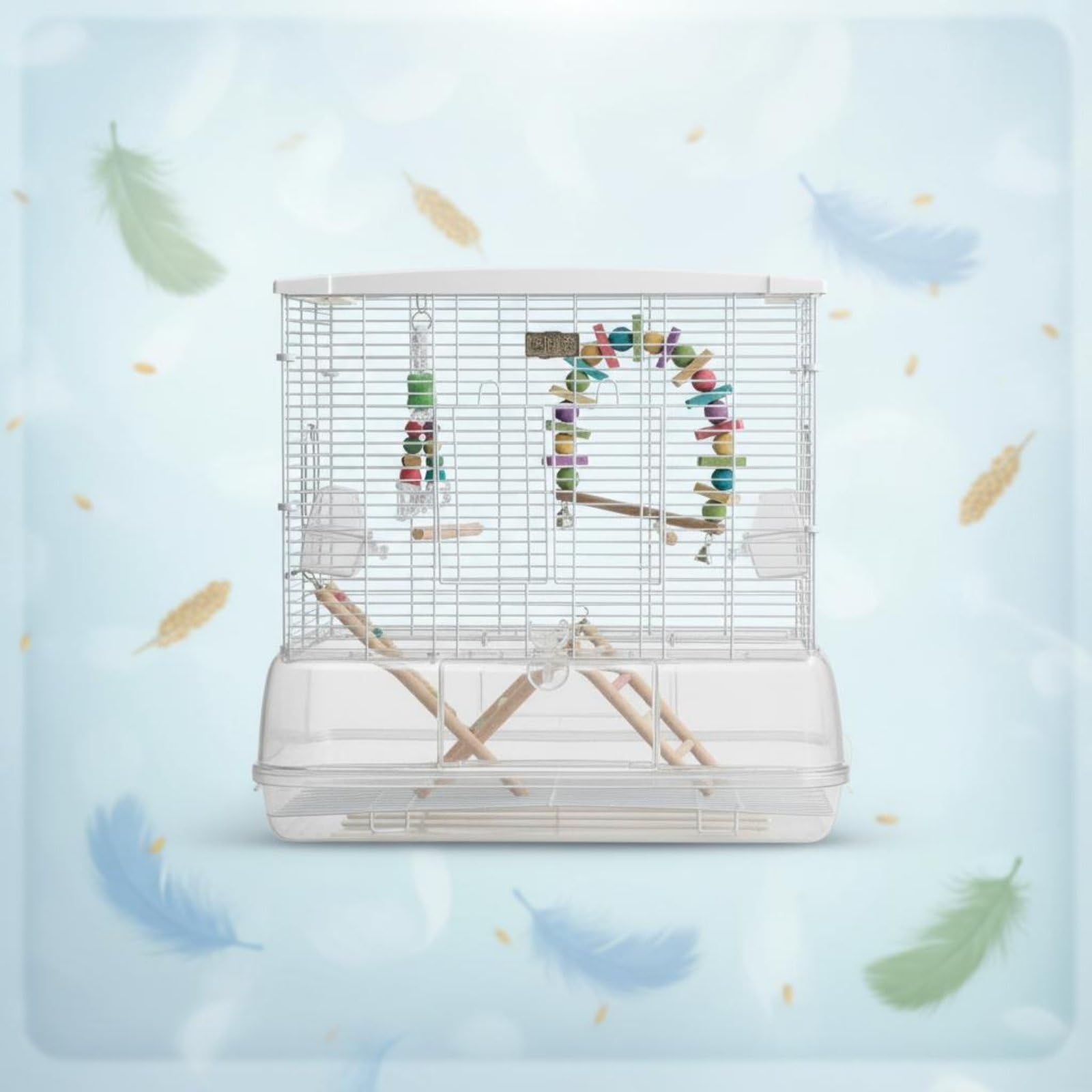 Jaula Acrílico Transparente Anti-rrame Jaula Acrílica Panorámica Panorámica Artículo para Aves para Interior, Multicolor, Paquete Cuatro, 61 40.5 57.5CM