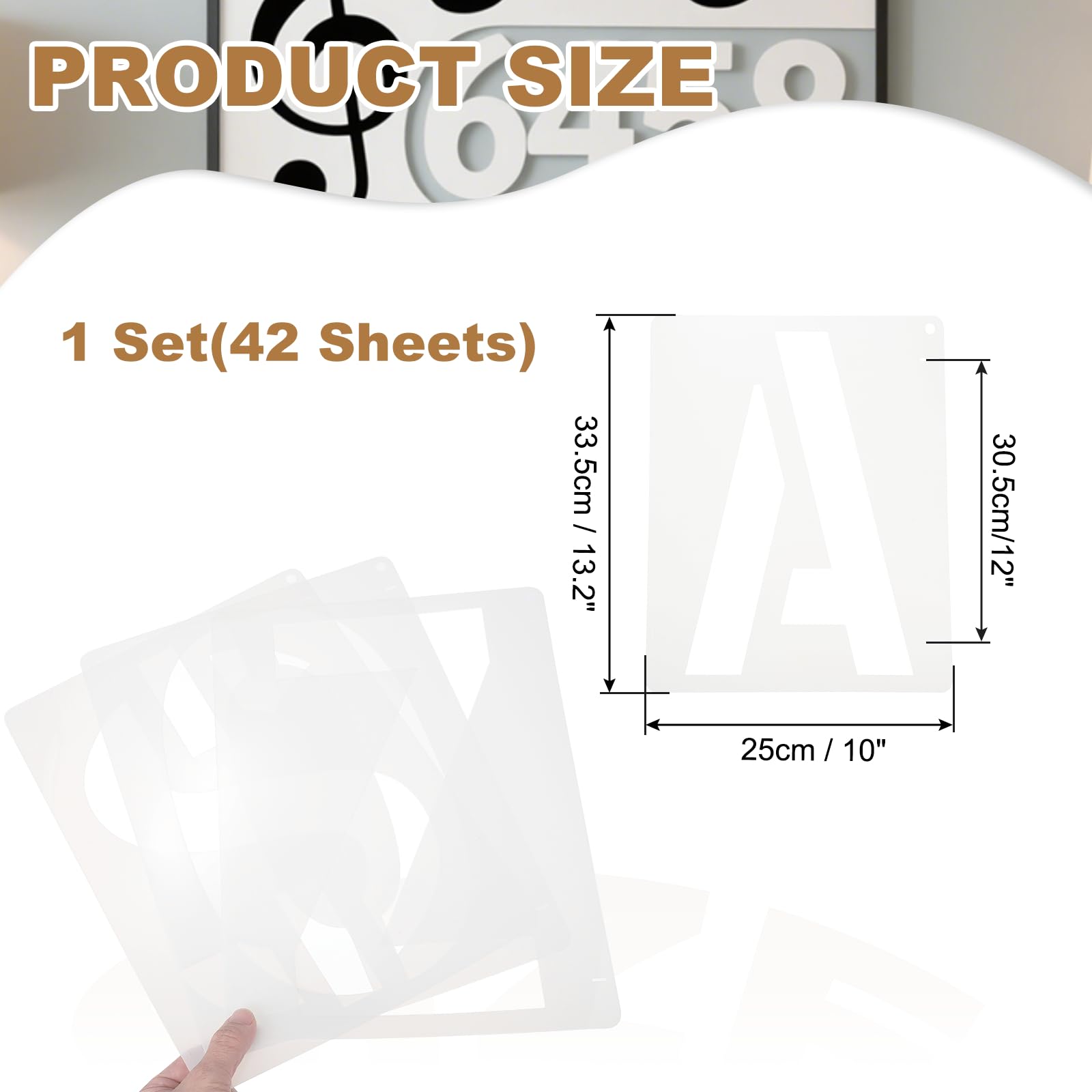 sourcing map 42 stencil a forma di lettere dell'alfabeto da 30,5 cm, riutilizzabili, in plastica, stencil ad incastro per fai da te, pittura artistica, lavagna, cartelli in legno, bianco