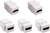 Acoplador HDMI para keystone, con baño de oro, inserto hembra a hembra, adaptador para placa de pared (blanco, 5 unidades) 1