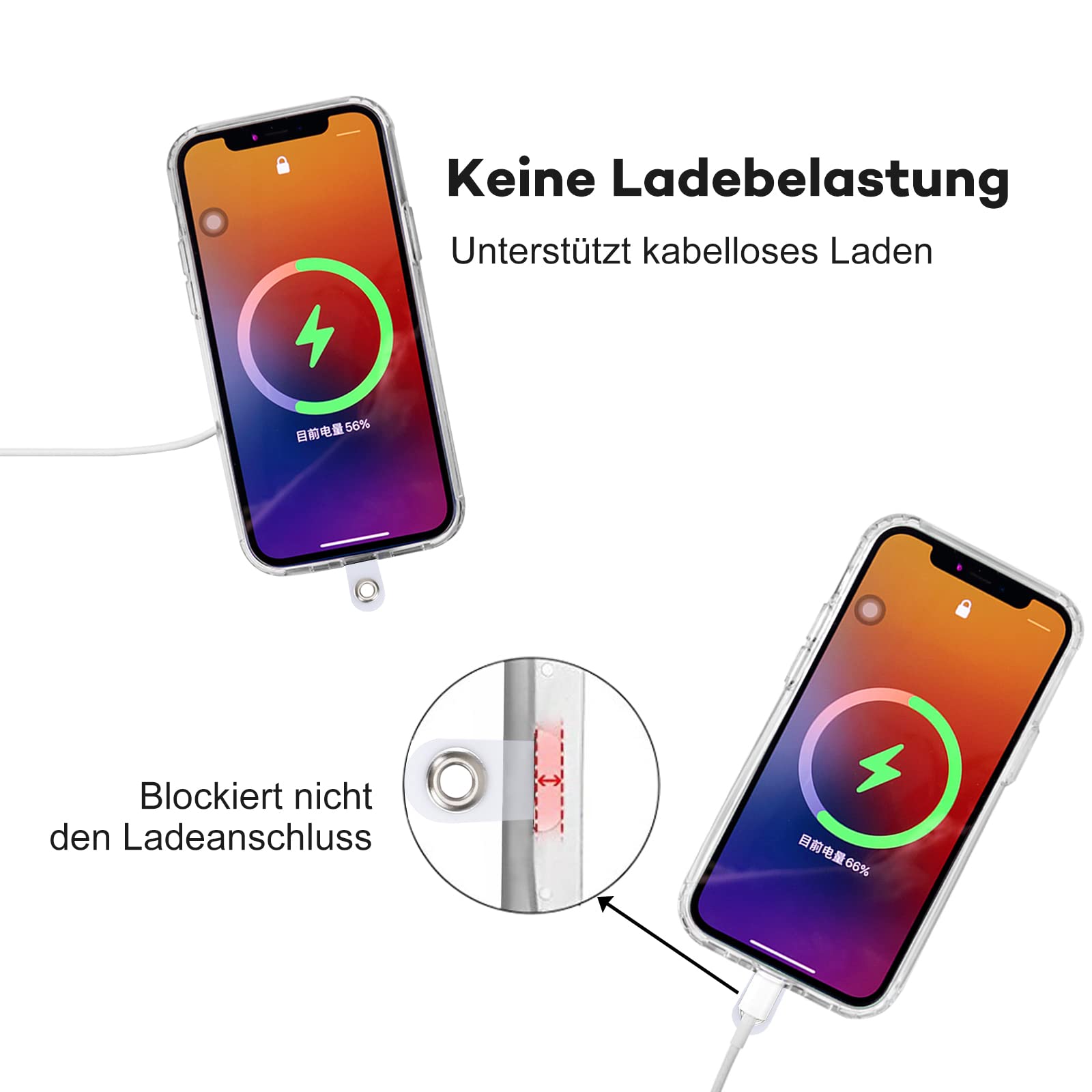 Knrlqim Cordino per cellulare Universale, laccetto in Metallo Universale per telefono a Catena, Cordino da Collo Collana Tracolla Compatibile con Maggior Parte Smartphone, Amore Colorato