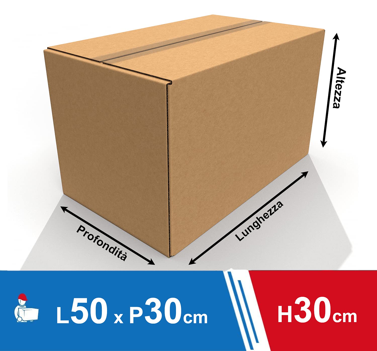 IMBALLAGGI 2000 - Scatole Trasloco a Onda Singola 50x30x30, Pack da 5 Scatole Cartone Resistenti e Durevoli, Scatoloni per Trasloco e Spedizioni - Cartoni per Traslochi, Imballaggio e Deposito