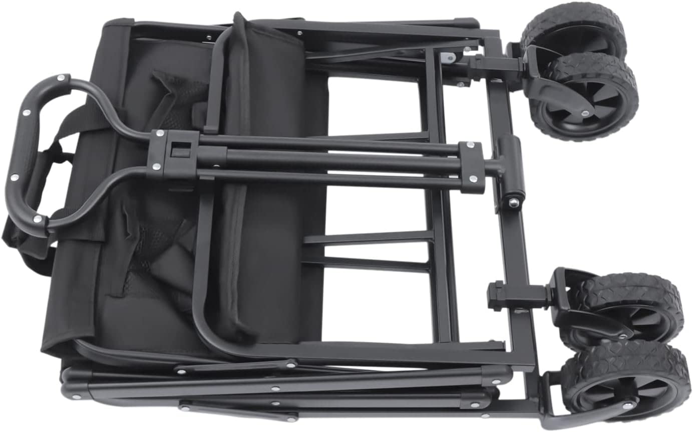 Carrello da festival, carrello pieghevole da campeggio, 4 ruote girevoli a 360° con manico regolabile, carico 80 kg, adatto per attività all'aperto, spiagge, giardini