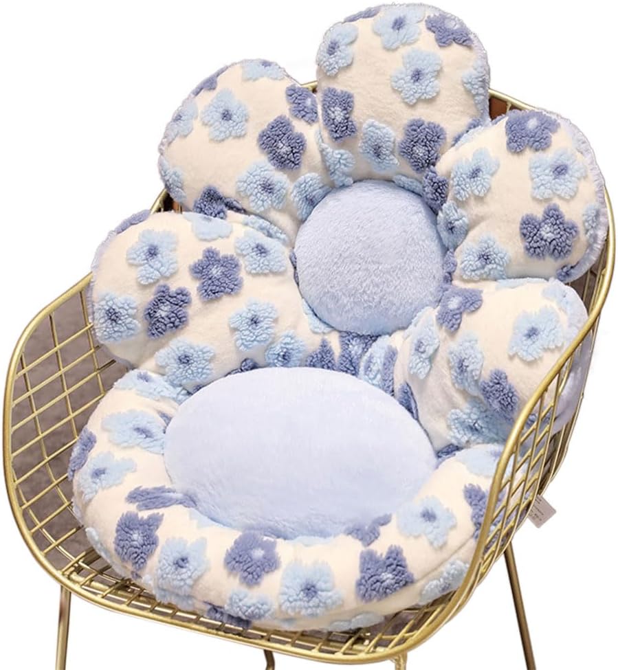 Flower Chair Cushion with Backrest Comfortable Office Chair Pad Student Dormitory Seat Cushion for Sedentary Group Home Decor