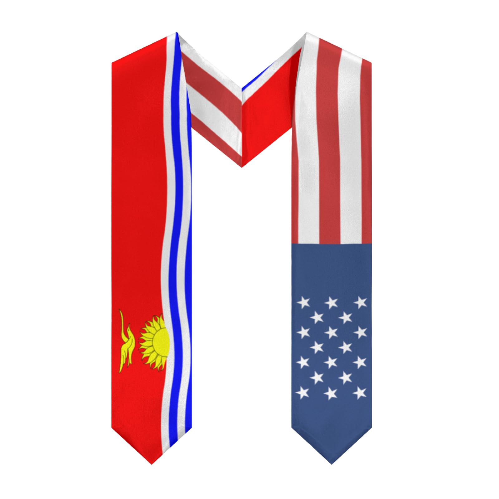 Kiribati United States Flag Graduation Stole Sash Shawl for Men Women Thickened V-Neck Scarf Bifacial for International Students Teachers Study Aboard Graduate Gift 72 inches Unisex