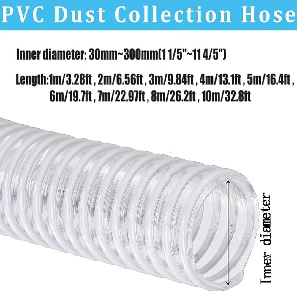 PVC Dust Collection Hose 2" 3" 4" 5" 6" 8" 10" 12" Flexible Woodworking Dust Collector Hose Clear Fume Debris Vacuum Collection Hose(5m/16.4ft,100mm-4")