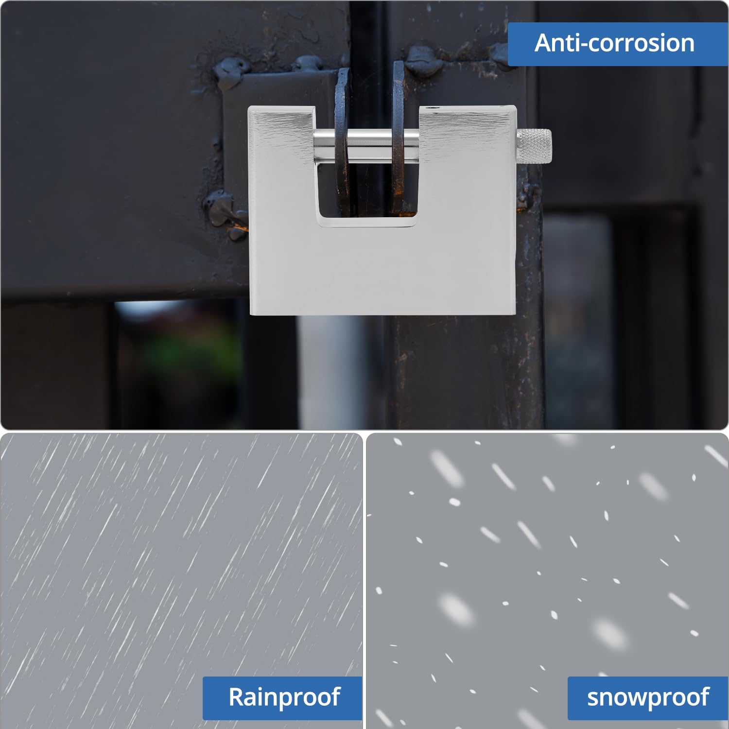 QWORK® Candado Resistente, 70 mm Candados con 3 Llaves, Candados Impermeables para Exteriores, para Cobertizo, Cadena, Puerta, Garaje, Contenedor