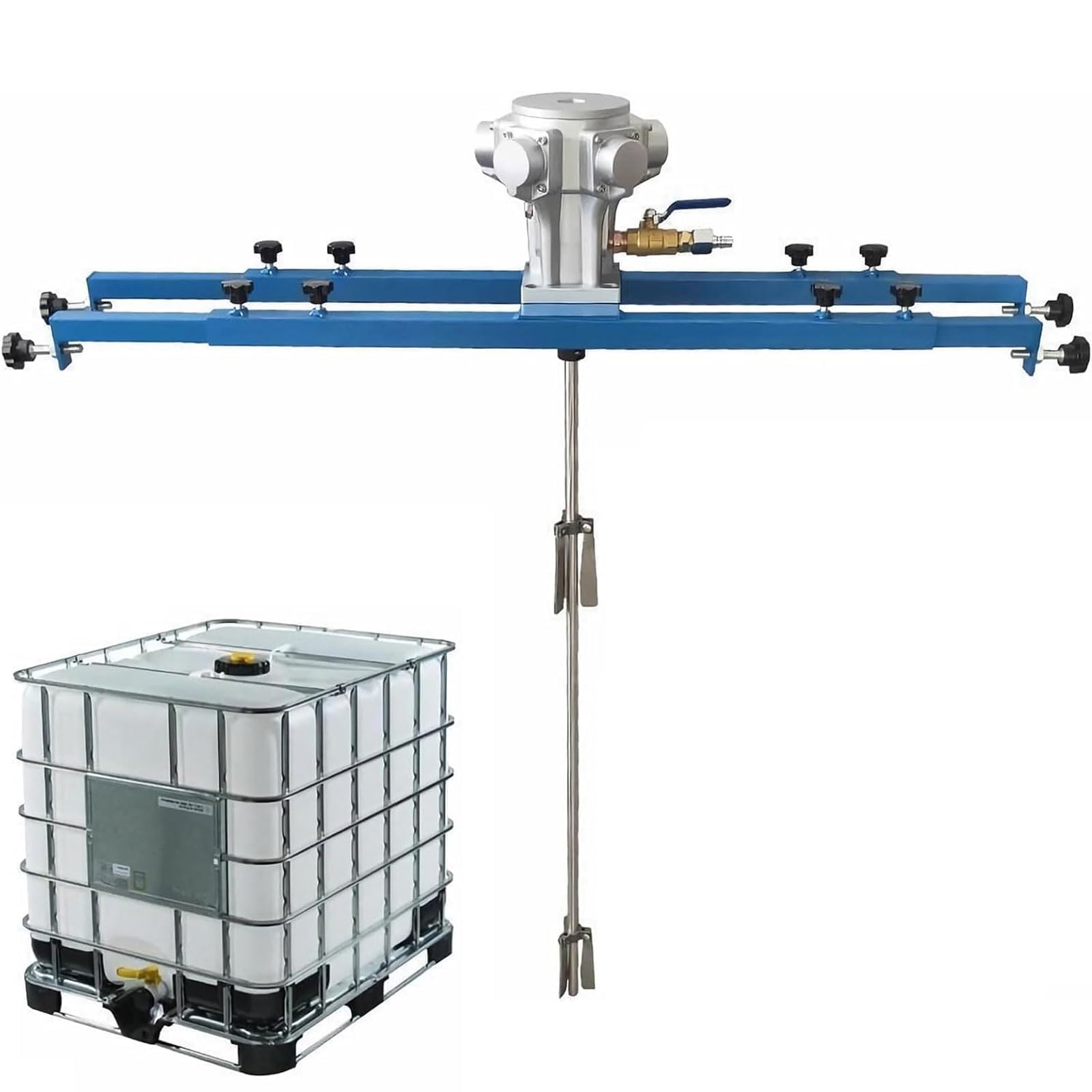ZephPerton Pneumatic Agitator, 1300rpm Pneumatic Tank Mixer, 250mm Impeller, Adjustable Height, Powerful Torque, Even Mixing For 1 Ton Paint Coating Ink Adhesive Tank Glue